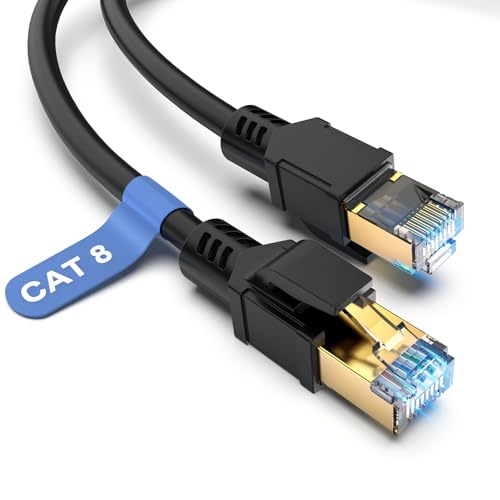 Dbilida Cat 8 Netzwerkkabel Ethernet Kabel 5M, 40Gbps 2000MHz, 26AWG, S/FTP, Innen Außenbereich Cat 8 Lan Kabel Patchkabel Wasserdicht UV-beständig für PS5 Router Modem Switch Laptop Dbilida Cat 8 Netzwerkkabel Ethernet Kabel 5M, 40Gbps 2000MHz, 26AWG, S/FTP, Innen Außenbereich Cat 8 Lan Kabel Patchkabel Wasserdicht UV-beständig für PS5 Router Modem Switch Laptop von Dbilida