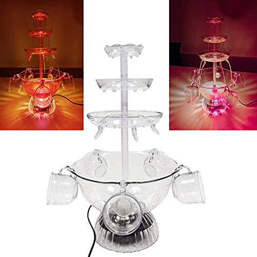 Dbtxwd 3-Stufiger Partybrunnen, Rotwein Partybrunnen, LED Leuchtgetränkebrunnen Aus Kunststoff Mit 5 Tassen Für Trinkspiele/Bar/Home Party (Color : Clear) von Dbtxwd