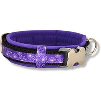 Hundehalsband Gepolstert & Verstellbar, 20mm/25mm, Für Kleine Hunde, Mit Namen Personalisiert, Lila, Schwarz, Softshell, "Lilac Spiderweb" von DbyECouture