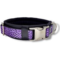 Hundehalsband Gepolstert & Verstellbar, Mit Namen Personalisierbar, 30mm Breit, Schwarz, Softshell, Leo, Geschenk Hund "Lila Leo Liebe Ii" von DbyECouture