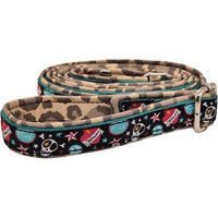 Hundeleine Stufenlos Verstellbar, 20mm Breit, Sehr Leicht, Für Kleine Hunde, Verschiedene Längen, Leopard, Schwarz, "Forever Punk I" von DbyECouture