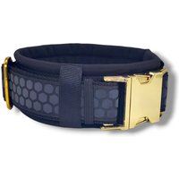 Reflektierendes Hundehalsband Gepolstert Und Verstellbar, 30/40/50mm Breit, Mitwachsendes Halsband, Elegant, Schwarz, "Black & Gold" von DbyECouture