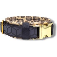 Reflektierendes Hundehalsband Gepolstert & Verstellbar, 30/40/50mm Breit, Mitwachsendes Halsband, Gold, Softshell, Leo, "Golden Leopard" von DbyECouture