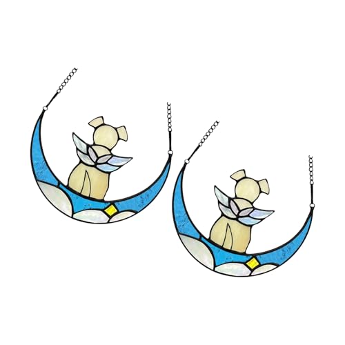 Dcaknri 2pcs Künstlerische Glas Gedächtnisdekorationen Mond Design Thema Haustier Gedächtnis Geschenk Beruhigende Lichtbügel Für Hundeliebhaber Home Sympathy Geschenk Für Trauernde Haustierbesitzer von Dcaknri
