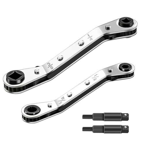 Dcaknri Home,Service Wrench Refrigeration Wrench with 2Pcs Hexagon Bit Adapter for Air Conditioning Refrigeration Tool Equipment Repa von Dcaknri