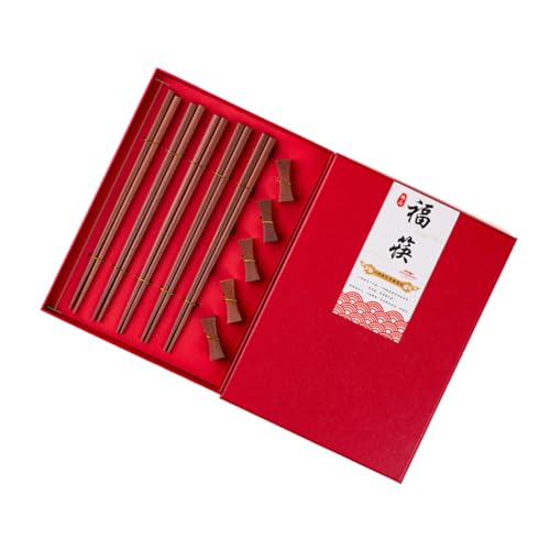Essstäbchen-Set aus Holz mit rutschfester Ablage für Zuhause, Restaurant, Küchenzubehör, Holz-Essstäbchen von Dcaknri