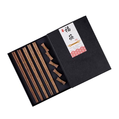 Essstäbchen-Set aus Holz mit rutschfester Ablage für Zuhause, Restaurant, Küchenzubehör, Holz-Essstäbchen von Dcaknri