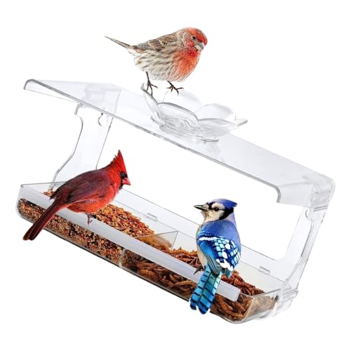 Fenster-Vogelfutterstation mit wetterfestem Design und großem Fassungsvermögen, Futterbehälter für den Außenbereich, Balkon, Futterversorgung, Fenster-Futterstation von Dcaknri