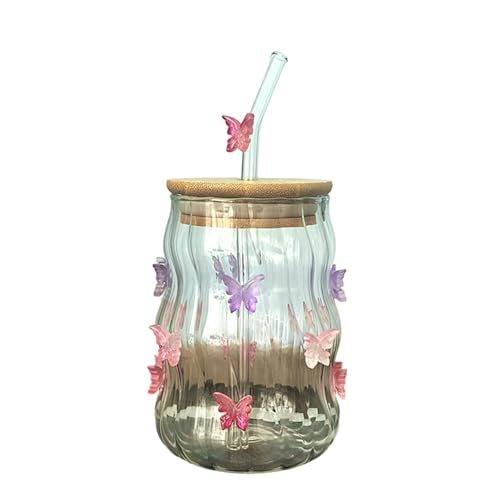 Vielseitige Hochtemperaturfeste Glasbecher Mit Spielerischer Bogendekoration Geeignet Für Milch Latte Iced Drinks Geeignet von Dcaknri
