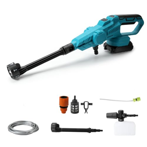 Akku Hochdruckreiniger für Makita 18V Akku, 200 BAR Tragbarer Hochdruckreiniger mit 6-IN-1 Düse, mit 15000mA Batterien, 380L/H(6.3L/min), Bürstenloser Motor,für Auto, Terrasse, Rasen (Mit 1*Batterie) von Dcbeduff