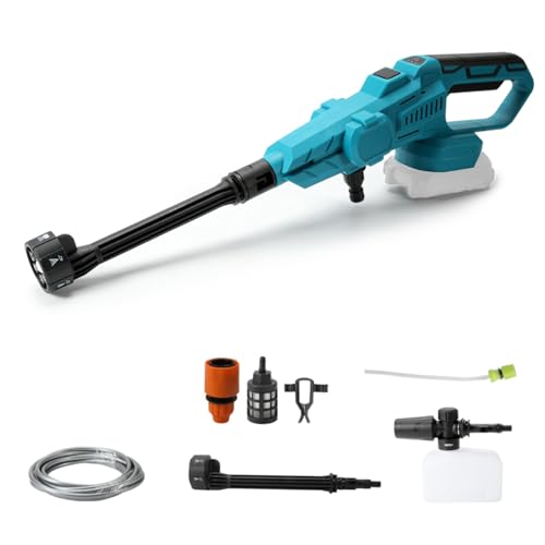 Akku Hochdruckreiniger für Makita 18V Akku, 200 BAR Tragbarer Hochdruckreiniger mit 6-IN-1 Düse, mit 15000mA Batterien, 380L/H(6.3L/min), Bürstenloser Motor,für Auto, Terrasse, Rasen (Ohne Batterie) von Dcbeduff