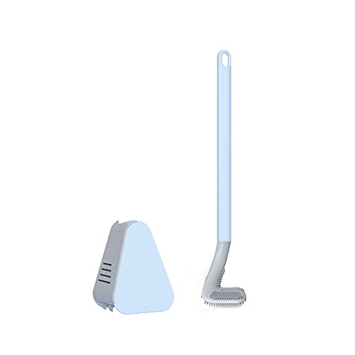 Golf Toilettenbürste,Biegbarer Bürstenkopf zum Reinigen der Toilette,WC-Bürste mit langem Stiel mit Halter,Golf-Silikon-Toilettenbürste（Blau） von Dcbeduff