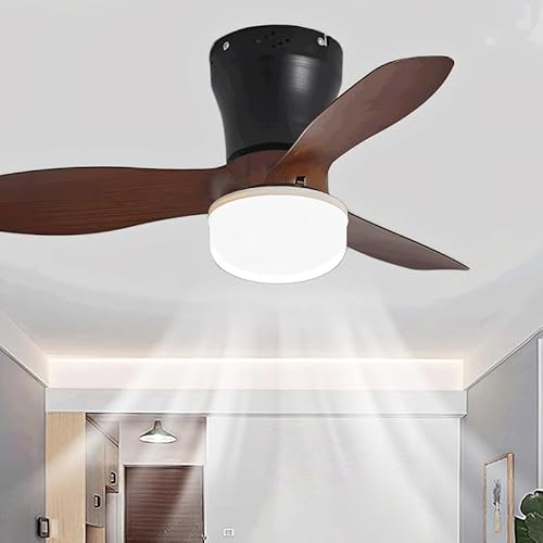 22in Deckenventilator mit Licht LED Dimmbar Leise Lampe mit Ventilator und Fernbedienung 6 Gang Reversibel Deckenventilator mit Beleuchtung 3 Blatt Smart Modern Schlafzimmer, Wohnzimmer-Schwarz Holz 22in Deckenventilator mit Licht LED Dimmbar Leise Lampe mit Ventilator und Fernbedienung 6 Gang Reversibel Deckenventilator mit Beleuchtung 3 Blatt Smart Modern Schlafzimmer, Wohnzimmer-Schwarz Holz von Dceinz