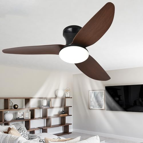 Dceinz Groß Deckenlampe mit Ventilator Wohnzimmer Dimmbar Fernbedienung LED-deckenleuchte mit Ventilator Reversibel Leise DC Lampe Mit Deckenventilator Smart Modern für Schlafzimmer, Salon-Schwarz von Dceinz