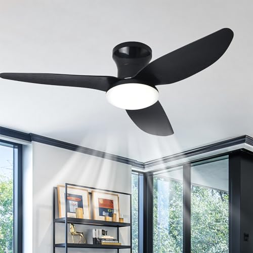 Dceinz Groß Deckenlampe mit Ventilator Wohnzimmer Dimmbar Fernbedienung LED-deckenleuchte mit Ventilator Reversibel Leise DC Lampe Mit Deckenventilator Smart Modern für Schlafzimmer, Salon-Schwarz von Dceinz