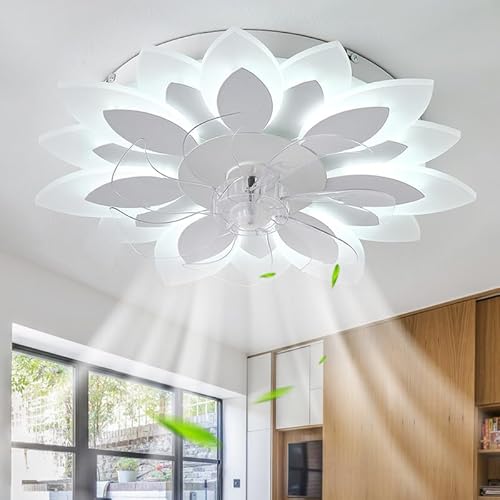 LED Deckenleuchte Mit Ventilator Blume Fernbedienung Leise Deckenventilator Mit Licht Dimmbar App Smart Deckenventilator Mit Beleuchtung Reversible Dc 6 Gang FüR Schlafzimmer, Wohnzimmer-Weiß LED Deckenleuchte Mit Ventilator Blume Fernbedienung Leise Deckenventilator Mit Licht Dimmbar App Smart Deckenventilator Mit Beleuchtung Reversible Dc 6 Gang FüR Schlafzimmer, Wohnzimmer-Weiß von Dceinz