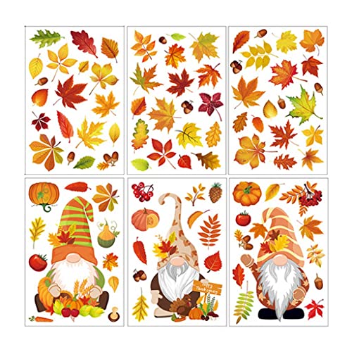 6 Bögen Herbst-Thanksgiving-Fensteraufkleber, Ahornblatt-Wandaufkleber, Thanksgiving-Aufkleber für Tassen 6 Bögen Herbst-Thanksgiving-Fensteraufkleber, Ahornblatt-Wandaufkleber, Thanksgiving-Aufkleber für Tassen von Dcfbkl