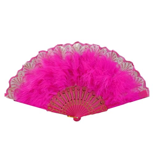 Dcfbkl 1920er Jahre Vintage Stil Flapper Gefiederter Fächer für Frauen Faltbare Handspitze für Hochzeitsfeiern und Cosplay Kostüm Mottoparty von Dcfbkl