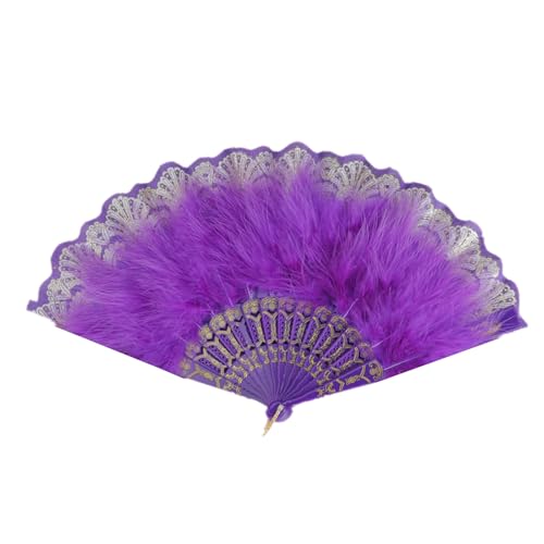 Dcfbkl 1920er Jahre Vintage Stil Flapper Gefiederter Fächer für Frauen Faltbare Handspitze für Hochzeitsfeiern und Cosplay Kostüm Mottoparty von Dcfbkl