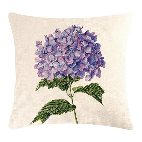 Dcfbkl Dekorativer Hortensien-Überwurf-Kissenbezug, Blumendruck, hübsches Blumenmuster, Kissen von Dcfbkl