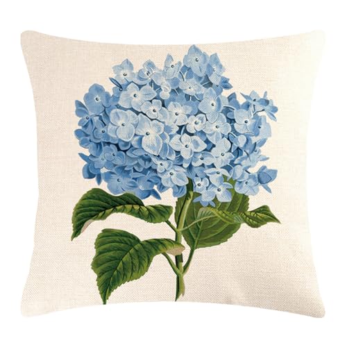 Dcfbkl Dekorativer Hortensien-Überwurf-Kissenbezug, Blumendruck, hübsches Blumenmuster, Kissen von Dcfbkl