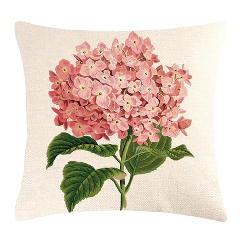 Dcfbkl Dekorativer Hortensien-Überwurf-Kissenbezug, Blumendruck, hübsches Blumenmuster, Kissen von Dcfbkl