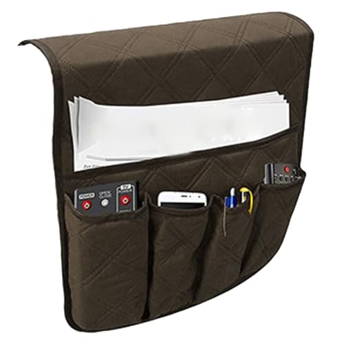 Dcfbkl Sofa-Armlehnen-Organizer mit 5 Taschen, Getränkehalter, Tablett, Couch, Sessel, hängende Aufbewahrungstasche für Fernbedienung, Handy-Armlehnentasche, wasserdichte Seitentasche von Dcfbkl