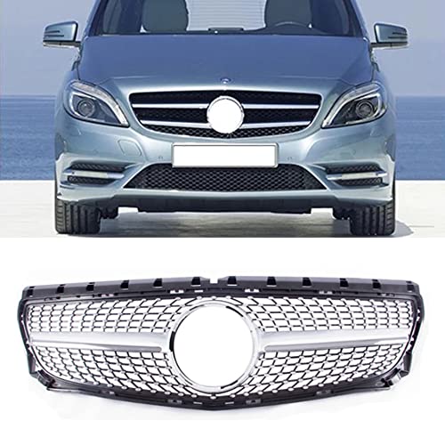 Dciustfhe Auto Front Nieren Kühlergrill Grill Stoßstangen, für Mercedes Benz B Class W246 B180 B200 B220 B250 GT 2012 2013 2014 ABS Gitter Doppelsteg Mesh Hood Luftansauggitter,Silver Style von Dciustfhe