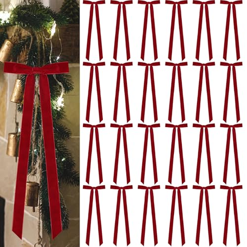 24 Stück Weihnachts-Samtschleifen, 40,6 x 15,2 cm, große Samt-Weihnachtskranz-Schleife, rustikale Bastelschleifen für Weihnachtsdekoration, Burgunderrot 24 Stück Weihnachts-Samtschleifen, 40,6 x 15,2 cm, große Samt-Weihnachtskranz-Schleife, rustikale Bastelschleifen für Weihnachtsdekoration, Burgunderrot von Dcocdeely