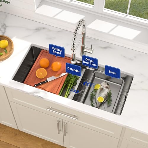 Dcolora Workstaion DC-UW0104 Unterbau-Küchenspüle, luxuriös, große Spüle, Küche, unter der Theke, Edelstahl, Einzelschüssel, mit doppelreihigen Latten, 91,4 cm Dcolora Workstaion DC-UW0104 Unterbau-Küchenspüle, luxuriös, große Spüle, Küche, unter der Theke, Edelstahl, Einzelschüssel, mit doppelreihigen Latten, 91,4 cm von Dcolora