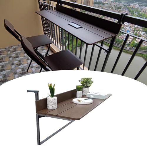 Ddasam Balkontisch klappbar,balkontisch klappbar hängend, wetterfest Holz 40kg Belastbarkeit Klapptisch Balkon Garten Tisch Geländer (Tisch L 100 x B 37 cm) von Ddasam