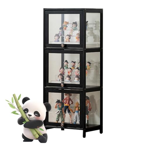 Ddasam Glas Acryl vitrine, setzkasten mit Scheibe, Vitrine für Sammlerstücke, Wohnzimmerschrank, durchsichtige Vitrine für Wohnzimmer und Büro Schwarz106×30×33cm,Vitrine mit 3 Fächern von Ddasam