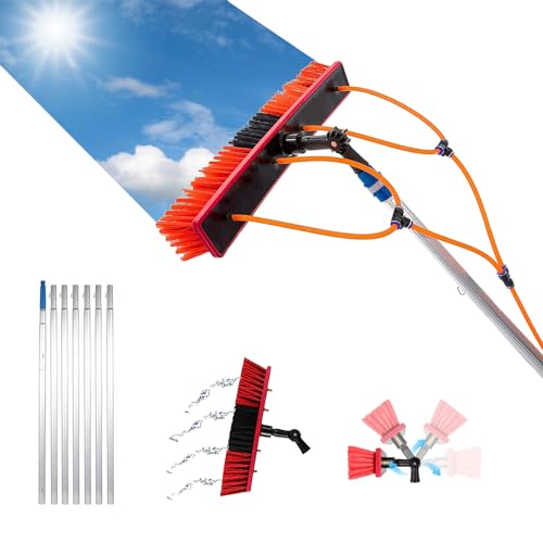 Ddasam Wassergespeiste Teleskopbürste, Reinigung von Photovoltaik/Solar/Fassade/Fenster/Wintergarten, Glasdach Reinigungsset, PV Anlage, Universal Waschbürste,3-12m Photovoltaik Reiniger Teleskop von Ddasam