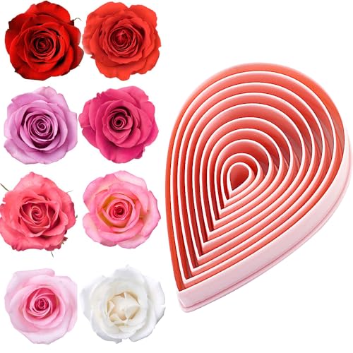 10 Stück Ausstechform Tropfen Ausstecher Tropfenform Rosenblüten Ausstechformen Blumen Ausstecher Plastik Blume Keksausstecher Blumen Blumenausstecher DIY Fondant Ausstechformen Set Cookie Cutters von Ddayup