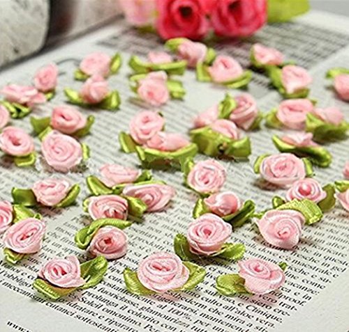 Ddfly 100 Stück Mini-Schleifen-Rosen, Blumen, Schleife, Nähen, Basteln, künstliche Ornamente, künstliche Blumen rose von Ddfly