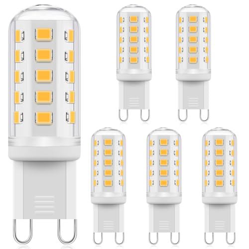 Ddlisu G9 LED Glühbirne Dimmbar, 3W G9 LED Maisbirne Warmweiß 2700K, Entspricht 40W G9 Halogenbirne, AC 220–240V, Energiesparende LED-Glühbirne, kein Flackern, für die Beleuchtung zu Hause, 6 Stück von Ddlisu