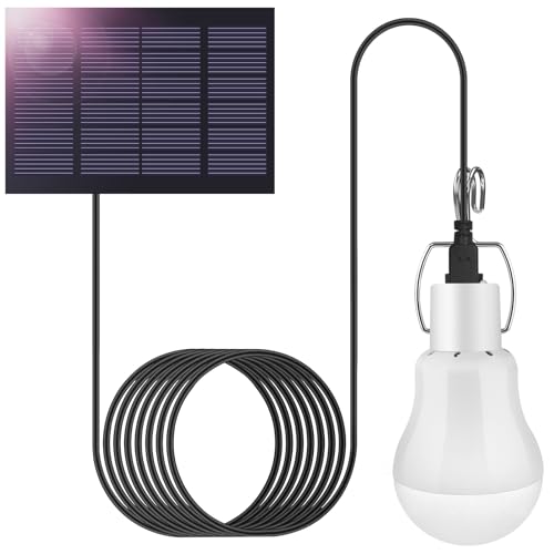 Solar LED Glühbirne Außen, mit 3.5M Kabel, Solar Laterne Campinglampe Hängelampe mit Solarpanel, Solarlampen Hängend, 3W Birne für Außen Innen Camp Zelt Wandern Angeln Gartenhaus, 1Stück von Ddlisu