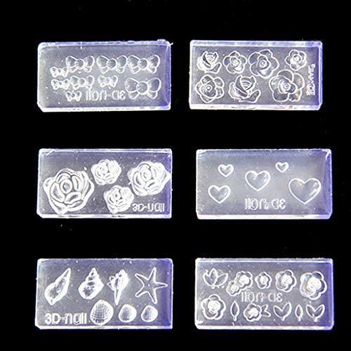 6pcs Stereo Blütenschnitzform Nagelkunstform Schablone Silikonform Harzformen von Ddujbtp