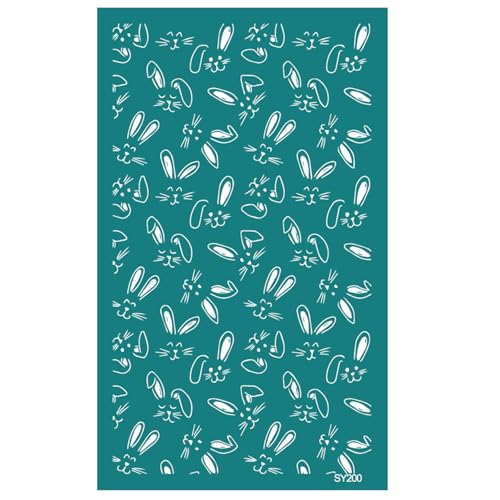 Bunnies Seidendruck-Schablonen mit Eierschalen-Ton, 16,3 x 10,2 cm, Siebdruck-Schablonen zum Bemalen von Ton, Holz, T-Shirts, Stoffbeutel von Ddujbtp