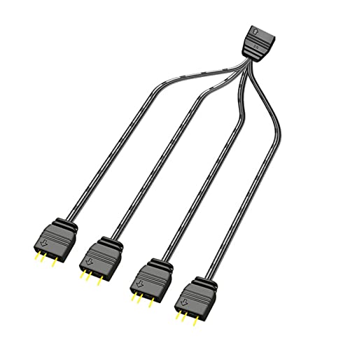 Ddujbtp ARGB 5 V 3-poliger Verlängerungskabel-Adapter, 33 cm, 1 auf 4 RGB-Splitterkabel, ForMSI LED-Splitter von Ddujbtp