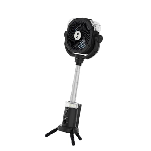 Ddujbtp Campingventilator mit 20.000 mAh wiederaufladbarem Akku, oszillierender Fernbedienungshaken, verstellbare Höhe, wasserdichter LED-Beleuchtungsventilator Ddujbtp Campingventilator mit 20.000 mAh wiederaufladbarem Akku, oszillierender Fernbedienungshaken, verstellbare Höhe, wasserdichter LED-Beleuchtungsventilator von Ddujbtp