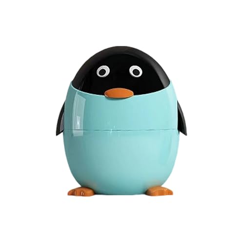 Ddujbtp Cartoon Penguine Form Mülleimer Mit Einfachem Deckel Bauchmuskeln Und PP Abfallbehälter Für Heimküchen Badezimmer Büro Dekoration Kinderfreundlicher Mülldose von Ddujbtp