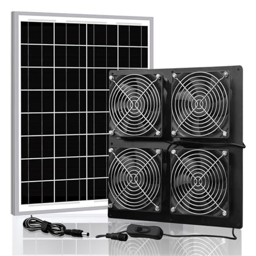 Ddujbtp Solarbetriebene Kühlung Ventilator Schuppen Lüftungsventilator Haustier Haus Kühlventilator Textur für Haustierhäuser und Gewächshäuser von Ddujbtp