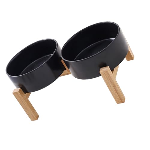 Rutschfestes Keramik-Futterspender für Haustiere, erhöhtes Holz, Doppelnapf-Set, große Kapazität, für Hunde und Katzen, Futterzubehör, erhöhter Futterspender für Hunde Rutschfestes Keramik-Futterspender für Haustiere, erhöhtes Holz, Doppelnapf-Set, große Kapazität, für Hunde und Katzen, Futterzubehör, erhöhter Futterspender für Hunde von Ddujbtp