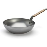 de Buyer Mineral B Bois New Wok 28 cm - Eisen mit Bandstahlgriff & Holzgriffschalen von De Buyer