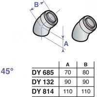 De-Dietr.Bogen 45 Gr.(2 Stk.) konz. PPS/Alu dn 80/125 84887532 - De Dietrich von De Dietrich