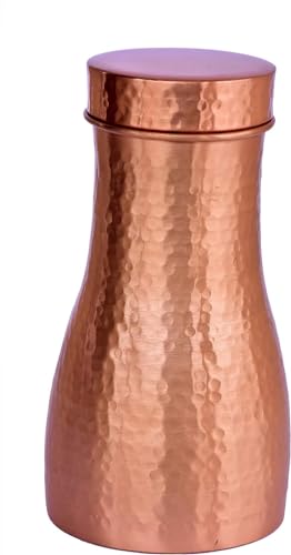 De Kulture Hammered Pure Copper Carafe Pitcher With Cap, Ideal Drinkware With Ayurveda and Yoga Benefits, 4 x 8 (DH) Inches, 900 ml von De Kulture Works