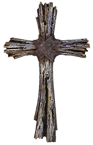 De Leon Collections - Rustikales Wandkreuz aus Treibholz, künstliches verwittertes Holz, robuste Jesuskunst für Wohnzimmerdekoration von De Leon Collections