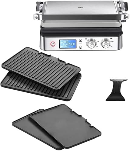 Braun MultiGrill 9 CG 9043 Kontaktgrill inkl. Grill- und Flachplatten, Grillpositionen: Kontakt, BBQ, Ofen, Spülmaschinenfeste Platten, Fettauffangschale, 250° Höchsttemperatur, Sear-Funktion (Boost) von Braun Household