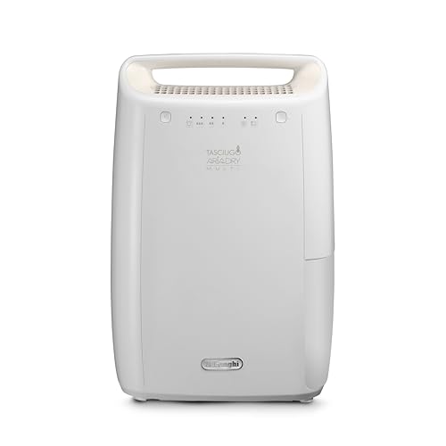 De'Longhi AriaDry DEX210SF Luftentfeuchter, entfernt Feuchtigkeit zu Hause mit Filtration mit 3 Aktionen, Trocknungsfunktion, Befeuchtungskapazität 10 l/Tag, R290, abnehmbarer Wassertank, Weiß von De'Longhi